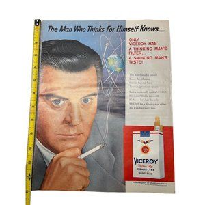 1958 Vintage Print Ad Viceroy Cigarettes Space Age Earth Thinking Mans Filter